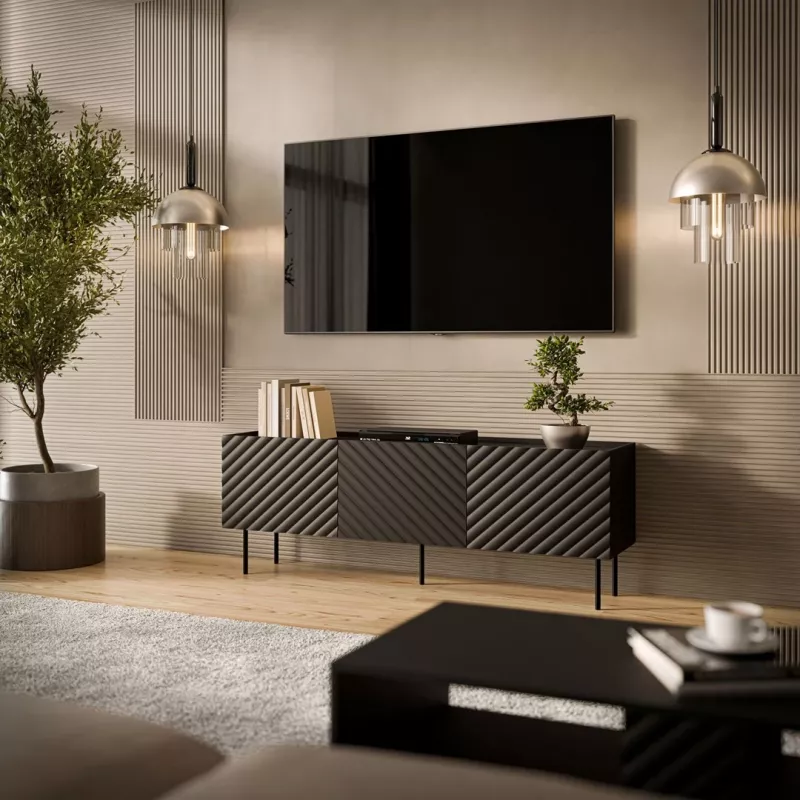Cama LUCCA 3D TV skapis 165x40x59 melns