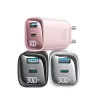 USB un USB-C 30 W GaN ātrais lādētājs usams CC229 balts — LED indikators, kompakts dizains