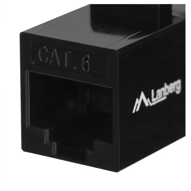 Keystone modulis LANBERG KSU6-3000 — Cat6 U/UTP RJ-45 sieviešu uz RJ-45 sieviešu, plakana konstrukcija, melns