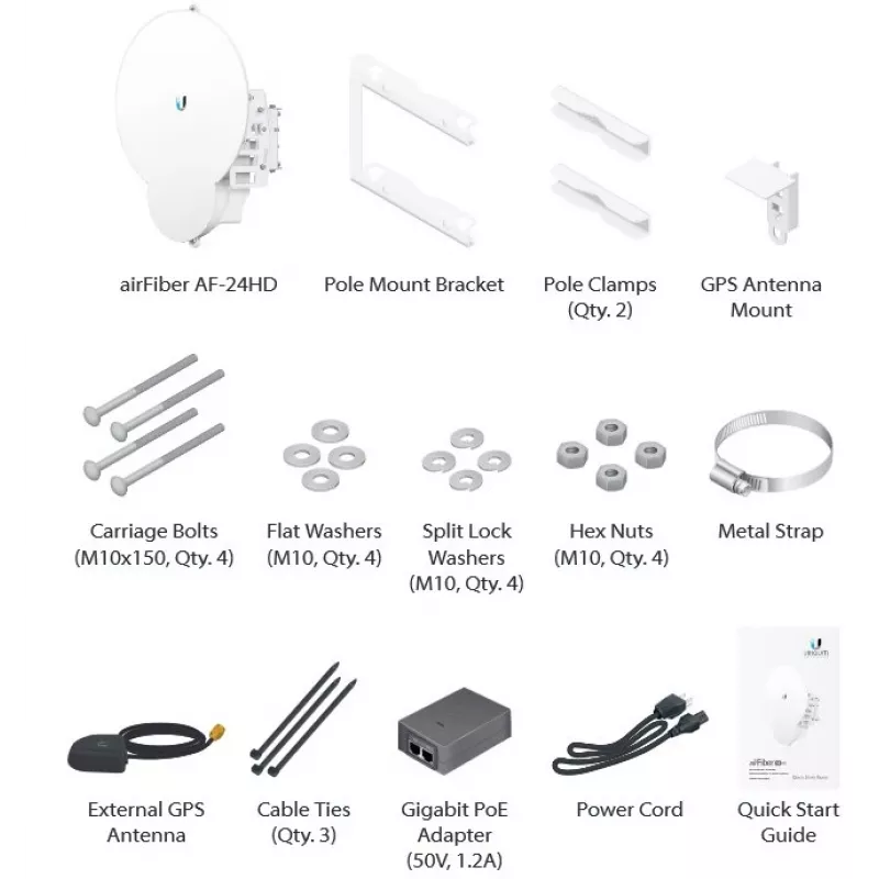 Ubiquiti AirFiber AF-24HD, 2 Gb/s+ maģistrāle, 24 GHz (cena par gab.) 2 Gb/s+