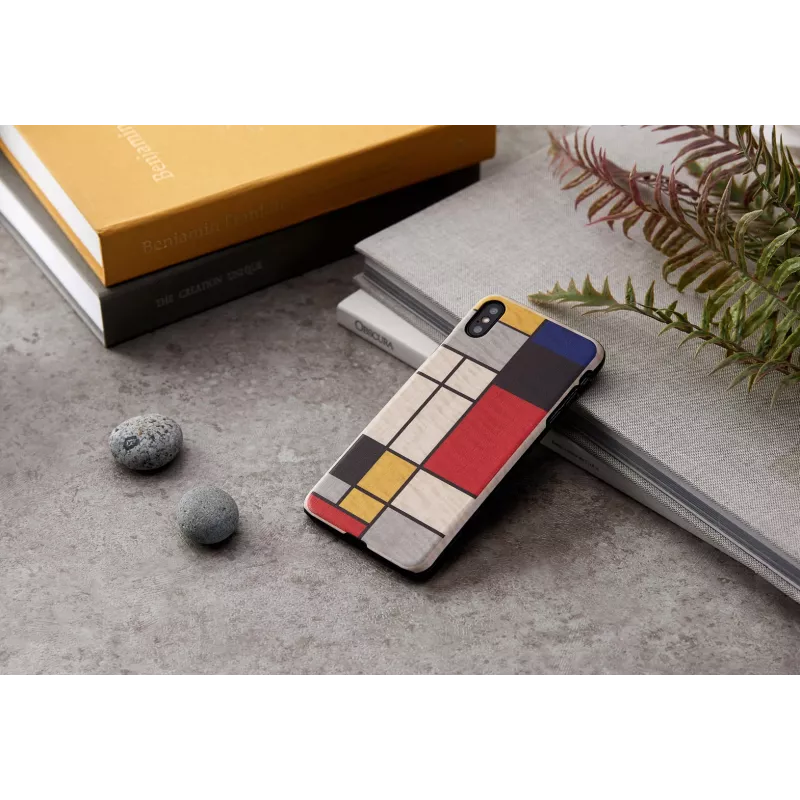 Telefona maciņš man and wood iPhone XS Max — koka aizmugure, balts rāmis