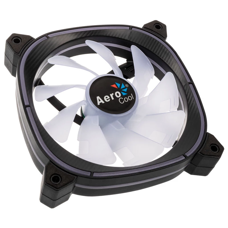 AEROCOOL 120mm Astro 12F ARGB LED korpusa ventilators — 120 mm, ARGB apgaismojums, 3 kontaktu barošana