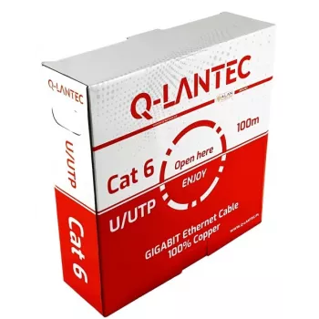 Tīkla kabelis Q-LANTEC KIU6PVC100Q U/UTP Cat.6A vītais varš 100 m PVC pelēks, Ø 5,8 mm, AWG 23