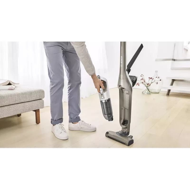 Bosch BBH3ALL23 stieņa putekļsūcējs/elektriskā slota 2-in-1 stieņa putekļsūcējs Ar bateriju Sausā tīrīšana Bez maisiņa 0,4 l Šampanietis, Metālisks