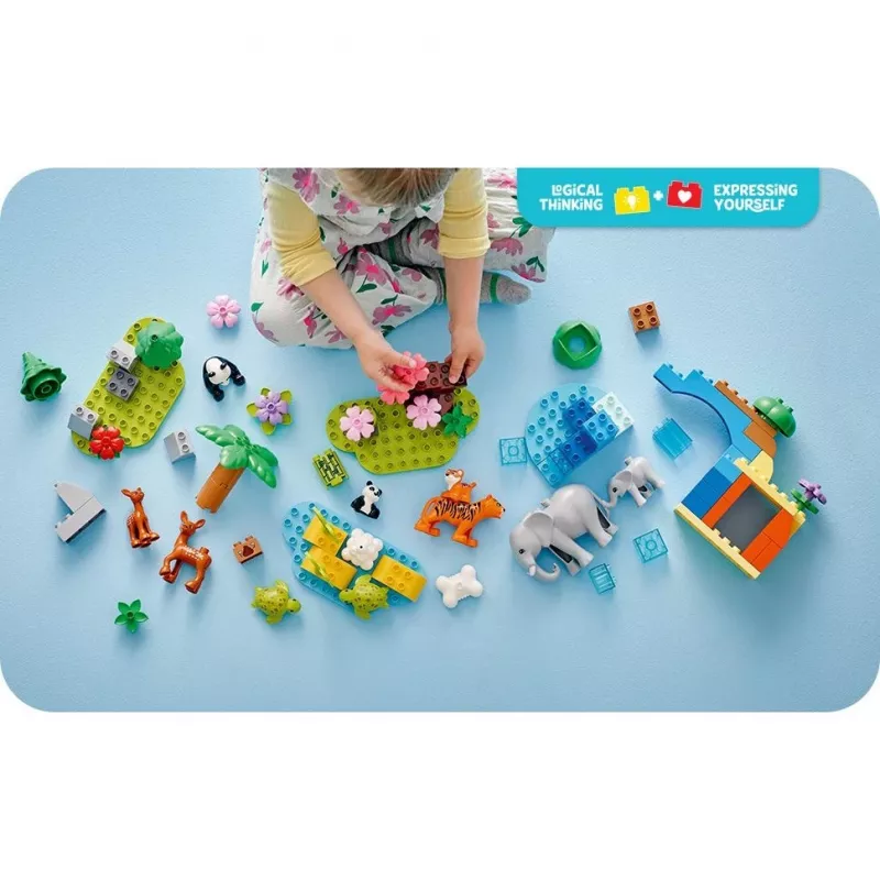 Rotaļlietu komplekts LEGO DUPLO Town Wild Animal Families 3-in-1 10446 — 92 gabali, 2+, 200×220×340 mm