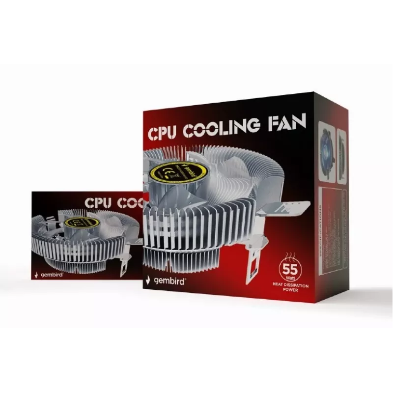 Gaisa dzesētājs Gembird CPU-HURACAN-X40 — 90 mm ventilators, 800–1600 RPM, LGA 775 atbalsts, caurspīdīgs