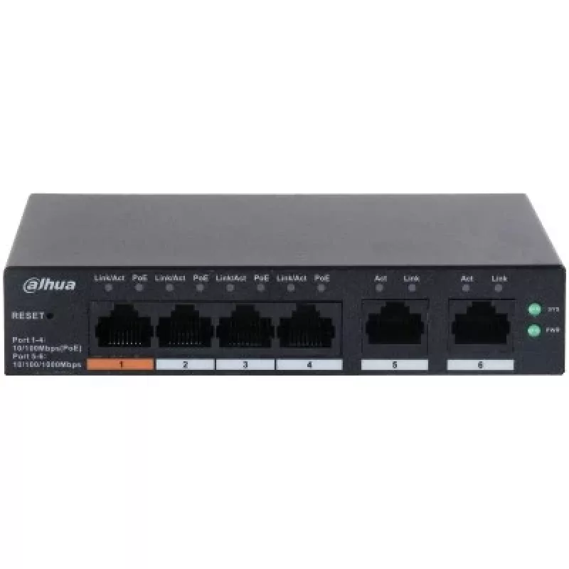 Dahua Technology DH-CS4006-4ET-60 tīkla komutators Pārvaldāms L2 Gigabit Ethernet (10/100/1000) Power over Ethernet (PoE) Melns