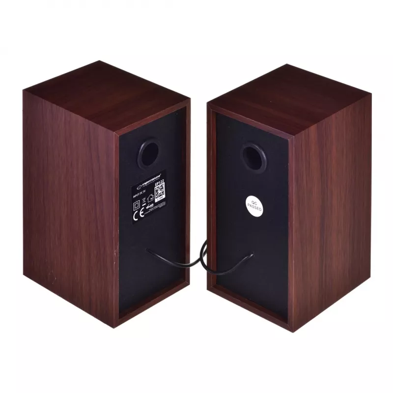 Skaļruņi ESPERANZA EP122 2.0 vadu galda skaļruņi, 2×6W RMS, koka korpuss, rotējoša skaļuma regulēšana, 60–20000 Hz