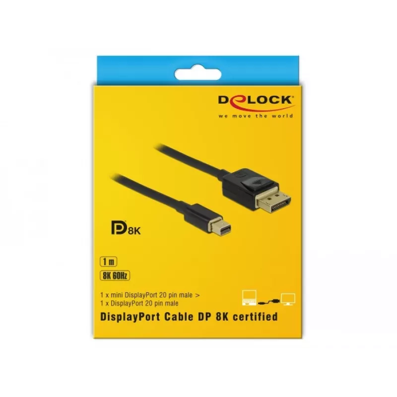 DisplayPort kabelis DeLOCK 84927 Mini DisplayPort 1 m Melns