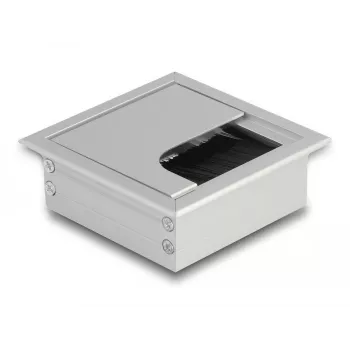 DeLOCK kabeļu grommets galda montāžai ar birsti 80x80x28 mm sudraba krāsā