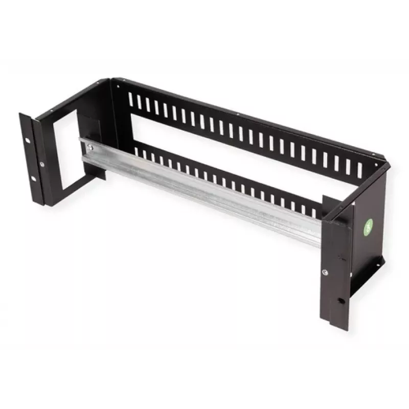 Rack rail carrier ROLINE 26.21.0267, 3 HE, dimensions 133 x 482 x 123 mm (H x B x T), Melns