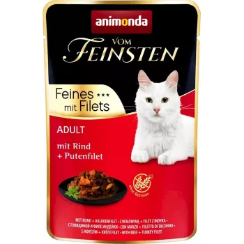 Animonda Vom Feinsten mitrā kaķu barība ar liellopa gaļu un tītara fileju, 85 g