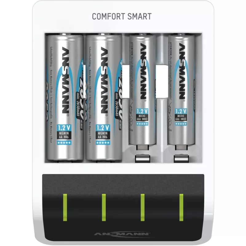 Bateriju lādētājs Ansmann Comfort Smart mājsaimniecības baterijām USB