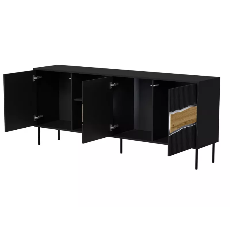 Cama INSERTO 3D1W kumode 190x40x80 melns + LED