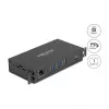 DELOCK USB centrmezgls, 3 pieslēgvietas, 5 Gbps, ar RJ45 Gigabit PoE++ un USB Type-C saimniekdatora pieslēgvietu, metāla korpuss, 1,5 kV izolācija, melns