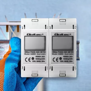 Vienfāzes enerģijas patēriņa skaitītājs QOLTEC 50899 230 V 50 Hz, 5(60)A, 1.0 klase, LCD