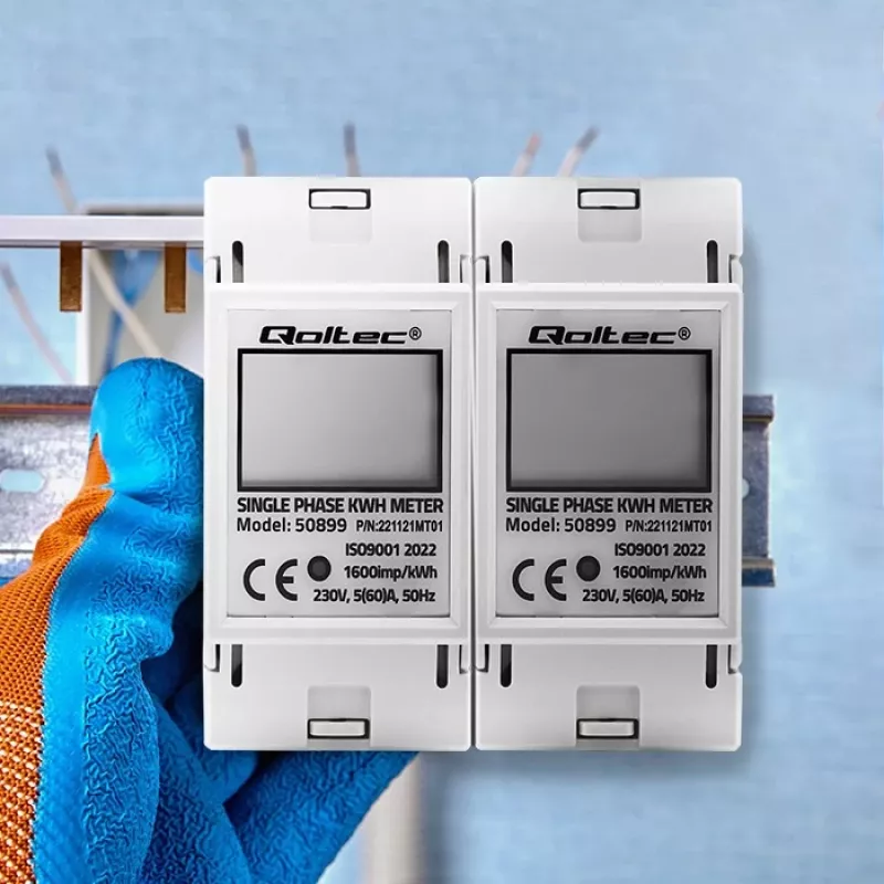 Vienfāzes enerģijas patēriņa skaitītājs QOLTEC 50899 230 V 50 Hz, 5(60)A, 1.0 klase, LCD