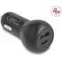 Auto lādētājs DELOCK 64329 — 12–24V cigāru aizdedzinātāja USB-C ātrā uzlāde viedtālrunim un planšetdatoram, melns