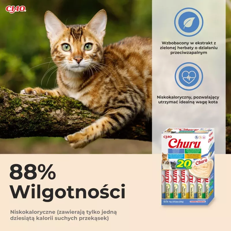 Mitri kaķu kārumi INABA Churu Variety Box — Tunzivs, 20 × 14 g paciņas, pasta, mitrums 88%, olbaltumvielas 8.5%
