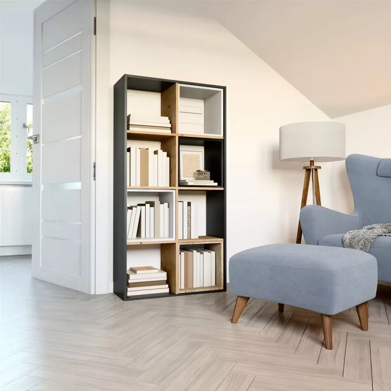 Topeshop MALAX 2X4 ANT/ART viesistabas grāmatu skapis