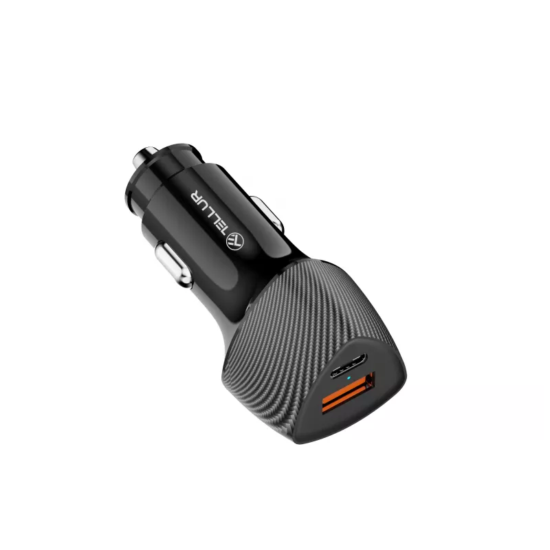 Auto lādētājs Tellur FCC10 38W 6A PD20W QC3.0 — USB-C un USB-A transportlīdzekļa strāvas adapteris