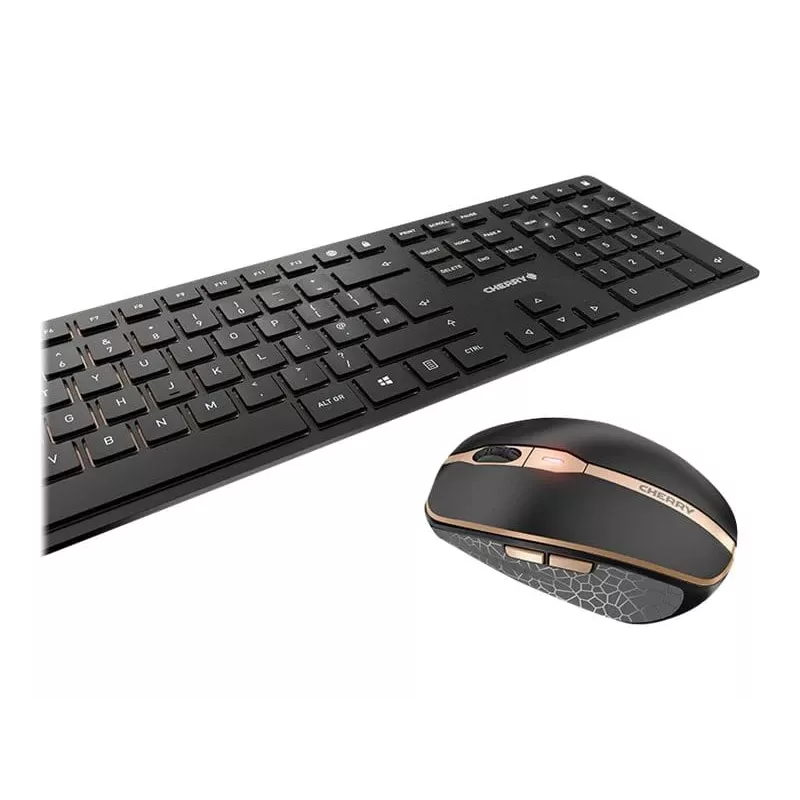 CHERRY DW 9100 SLIM tastatūra un pele, universāls RF bezvadu + Bluetooth, melns