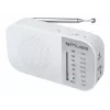Portable radio Muse M-025 RW — analog FM/MW, balta, battery-powered, external antenna