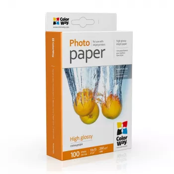 Fotopapīrs ColorWay PG2601004R, glancēts balts, 10 x 15 cm, 260 g/m²