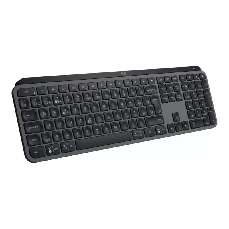 Bezvadu pilna izmēra tastatūra Logitech Master MX Keys S — Graphite, Bluetooth & 2.4 GHz (Nano), USB-C uzlādējama, fona apgaismojums, QWERTY US International