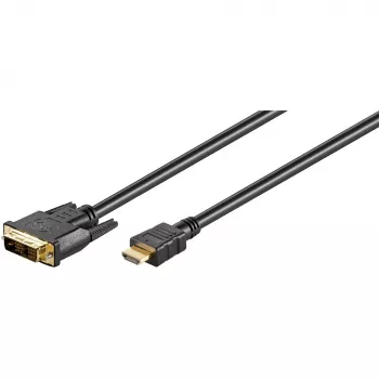 Wentronic Goobay HDMI™ / DVI-D kabelis, melns, 3 m - 19 kontaktu HDMI™ spraudnis>DVI-D (18+1) spraudnis (51581)