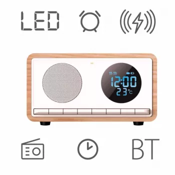 MANTA RDI912W Rimini pulksteņa radio, Bluetooth un bezvadu uzlāde, balts