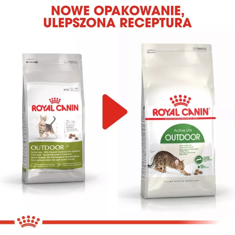 Sausā kaķu barība Royal Canin Active Life Outdoor 4 kg — pieaugušiem, mājputnu, 30% proteīna, 20% tauku