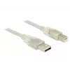 USB kabelis DeLOCK 83895 USB 2.0 3m USB A USB B caurspīdīgs