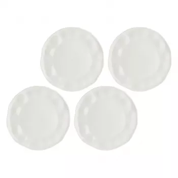Vakariņu šķīvju komplekts LA PORCELLANA BIANCA LUNIA — 4 baltu porcelāna šķīvju komplekts