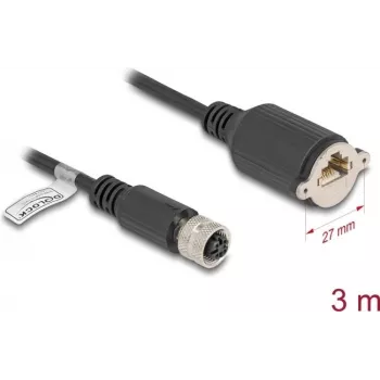 Tīkla kabelis DeLOCK M12 80454 RJ45 Cat5e 3 m melns