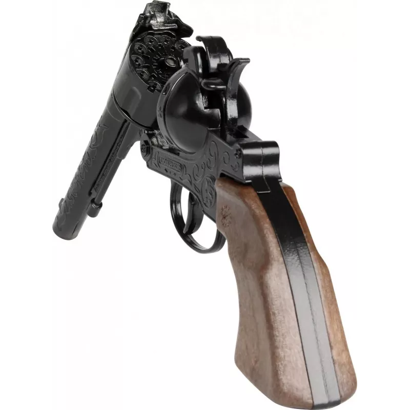 Pulio Metal Cowboy Revolver Gonher — metāla rotaļu patronu revolveris modelis 155122/6