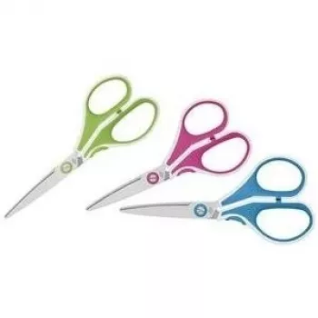 WEDO kancelejas šķēres 975 5010 — Universālas taisnā griezuma nerūsējošā tērauda asmeņi, 130 mm, zila/balta