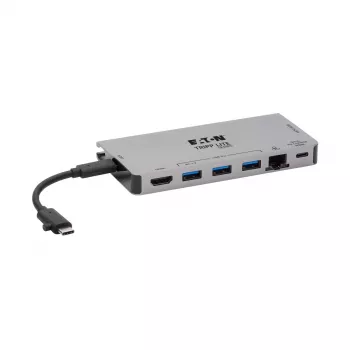 USB-C dokstacija - 4K HDMI, USB 3.2 Gen 1, USB-A centrmezgls, GbE, atmiņas karte, 100W PD uzlāde, noņemams vads U442-DOCK5D-GY