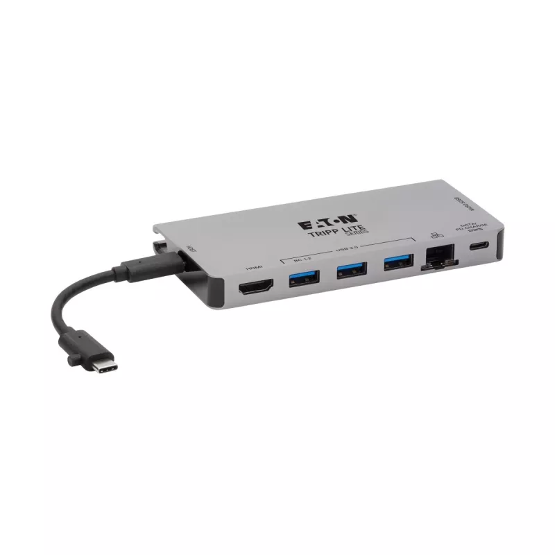 USB-C dokstacija - 4K HDMI, USB 3.2 Gen 1, USB-A centrmezgls, GbE, atmiņas karte, 100W PD uzlāde, noņemams vads U442-DOCK5D-GY