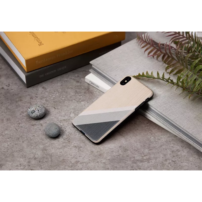 Telefona maciņš man and wood iPhone XS Max — pelēks uzvalks, melns