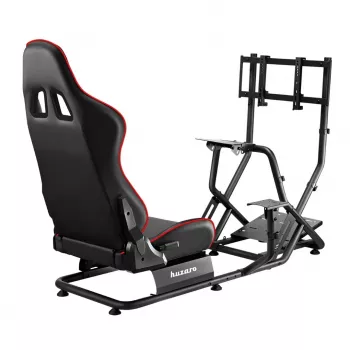 Sacīkšu kokpits huzaro Speed 6.0 ar regulējamu sēdekli, tērauda rāmi, 30°–90° leņķi, iztur līdz 120 kg, sarkans, 1080×1360×560 mm