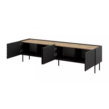 4D RTV skapis ONDA 200x40x35-54 melns (stāvošs vai stiprināms pie sienas)