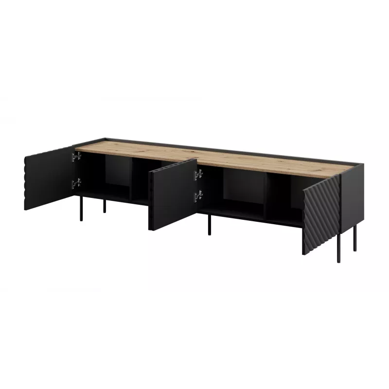 4D RTV skapis ONDA 200x40x35-54 melns (stāvošs vai stiprināms pie sienas)