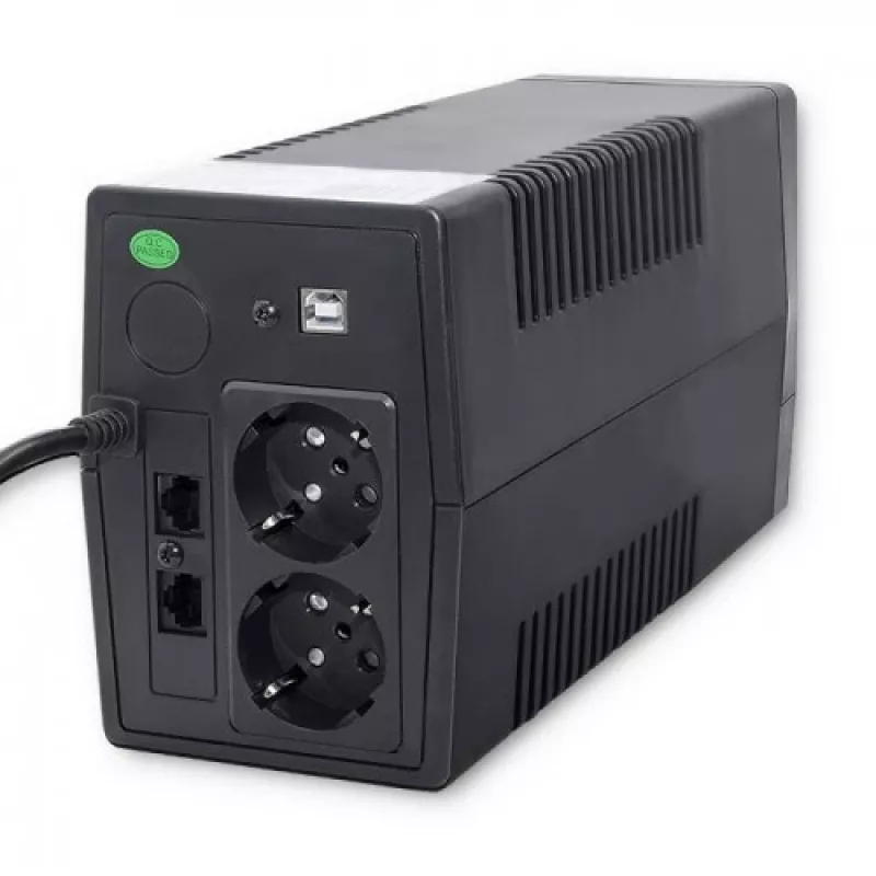 Qoltec Monolith nepārtrauktās barošanas avots (UPS) Double-conversion (Online) 1 kVA 600 W 2 AC kontaktligzdas