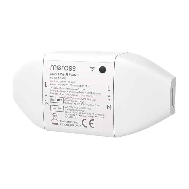 Viedais WiFi slēdzis Meross MSS715MA-UN saderīgs ar Matter - vienkanāla sienā iebūvējams relejs mājas automatizācijai
