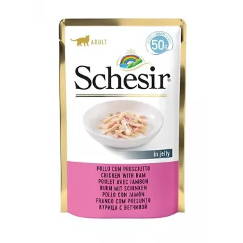 SCHESIR želejā Chicken ar šķiņķi - mitrā kaķu barība - 50 g