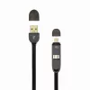 USB A spraudnis uz Micro USB + 8 kontaktu iPh vīrišķais kabelis SBOX 1m Melns