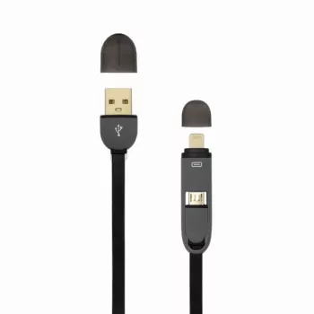 USB A spraudnis uz Micro USB + 8 kontaktu iPh vīrišķais kabelis SBOX 1m Melns