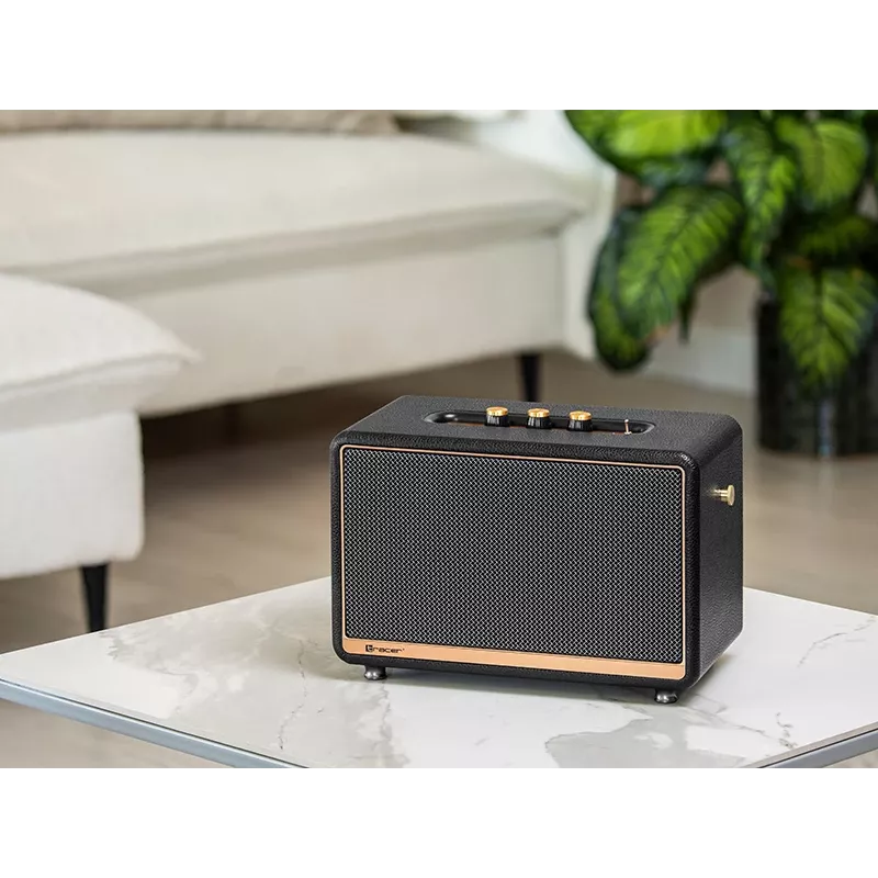 Pārnēsājams stereo skaļrunis TRACER M45 melns — Bluetooth 5.0, 45 W RMS, FM radio, iebūvēts mikrofons, bateriju darbināms