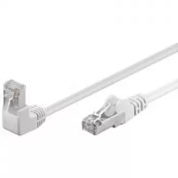 Wentronic Goobay CAT 5e komutācijas kabelis 1x 90° leņķī, F/UTP, balts, 3 m - CCA vara maisījums, 1x RJ45 spraudnis 90° (8P8C) (94180)